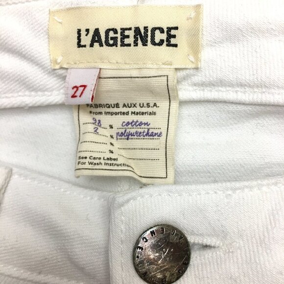 L'Agence Jeans size 27 White Chantal Low Rise Skinny Distressed length 30" - Picture 3 of 12